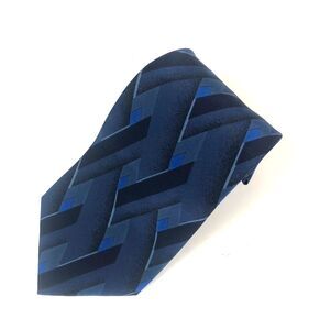 Lorenzo 100% Silk Tie Hand Made in Italy Navy Blue Geometric Mens Necktie